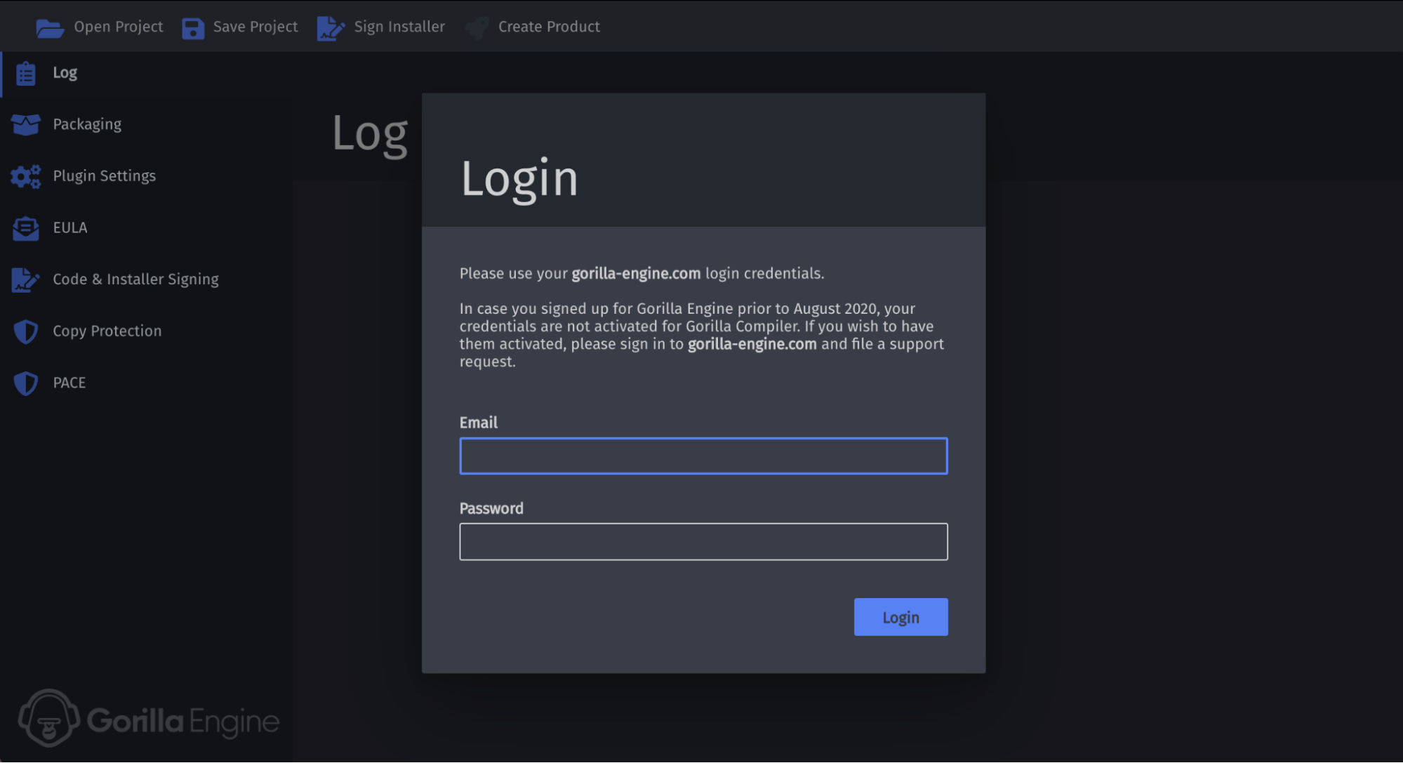 Gorilla Compiler - Login