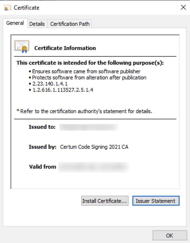 Certificate Details