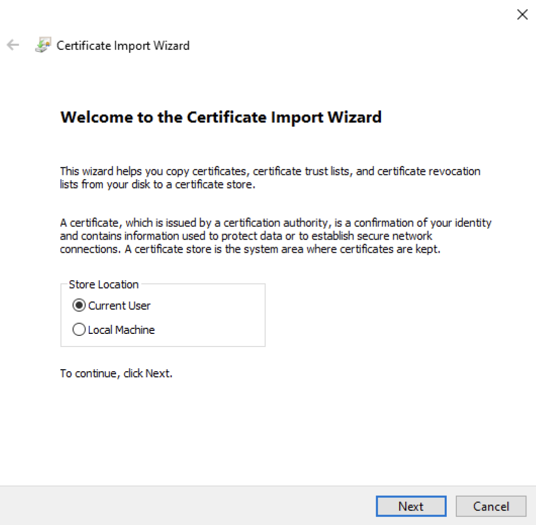 Certificate Import Certificate Import