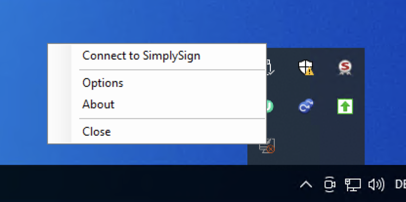 Connecting to SimplySign Connecting to SimplySign