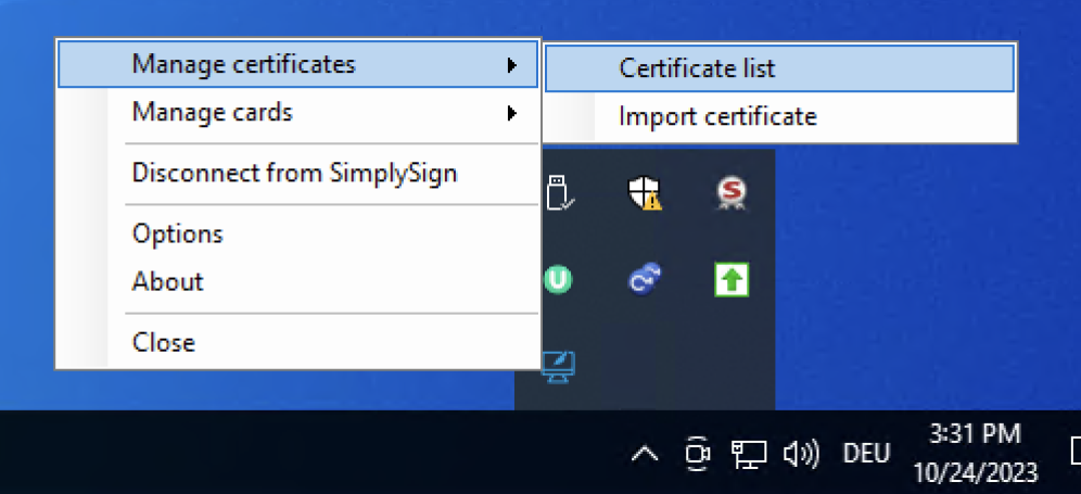Certificate List Certificate List